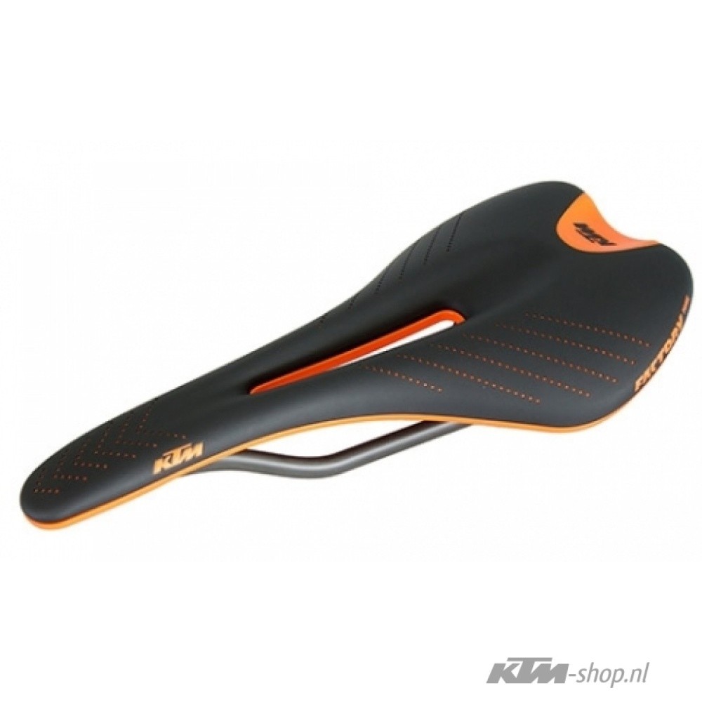 asiento-mtb-ktm-prime-free-carbon-275mm-x-140mm-negro-con-naranja-rieles-y-base-de-carbono